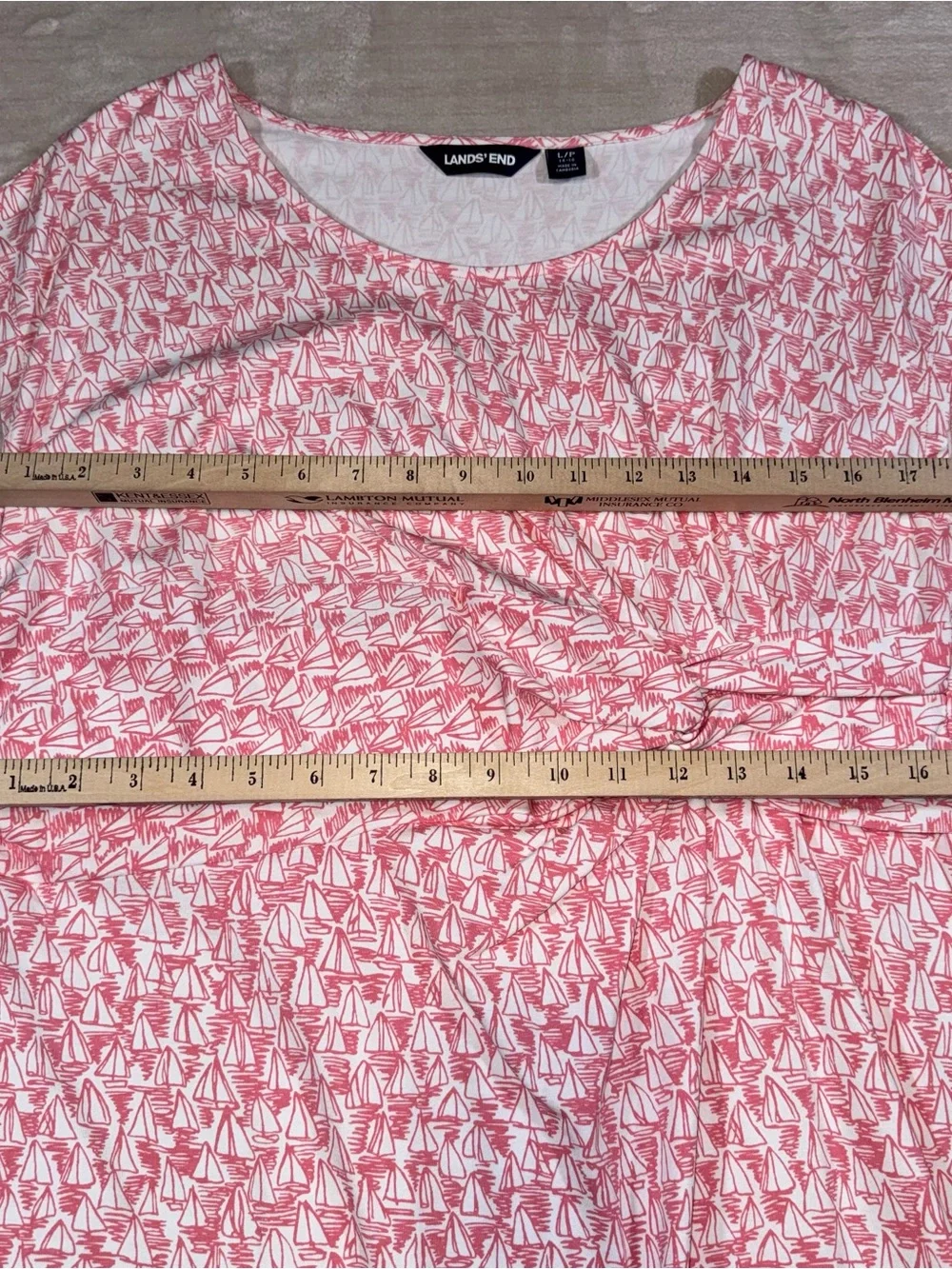 Lands' End Pink and White Knot-Front Midi Dress